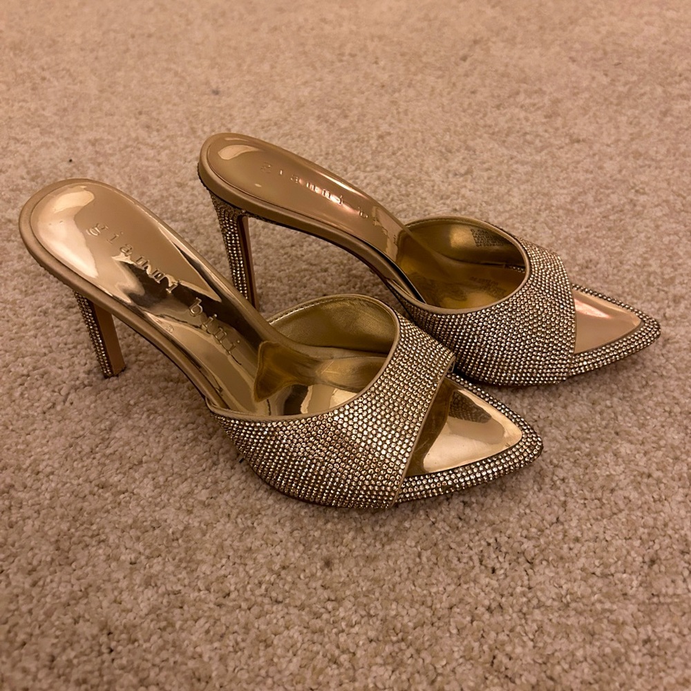 Gianni Bini Gold Rhinestone-Studded Heels